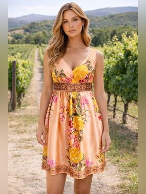 Let’s play dress up in this Beautiful satiny garden party dress!